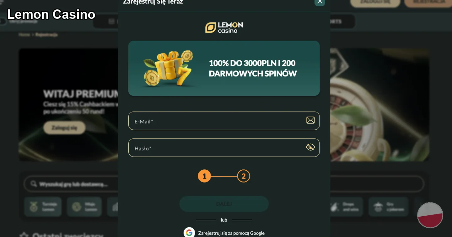 rejestracja – Lemon Casino