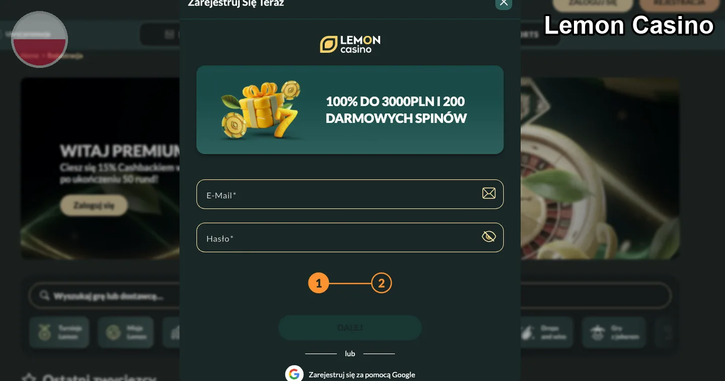 rejestracja – Lemon Casino: rejestracja konta w Lemon Casino krok po